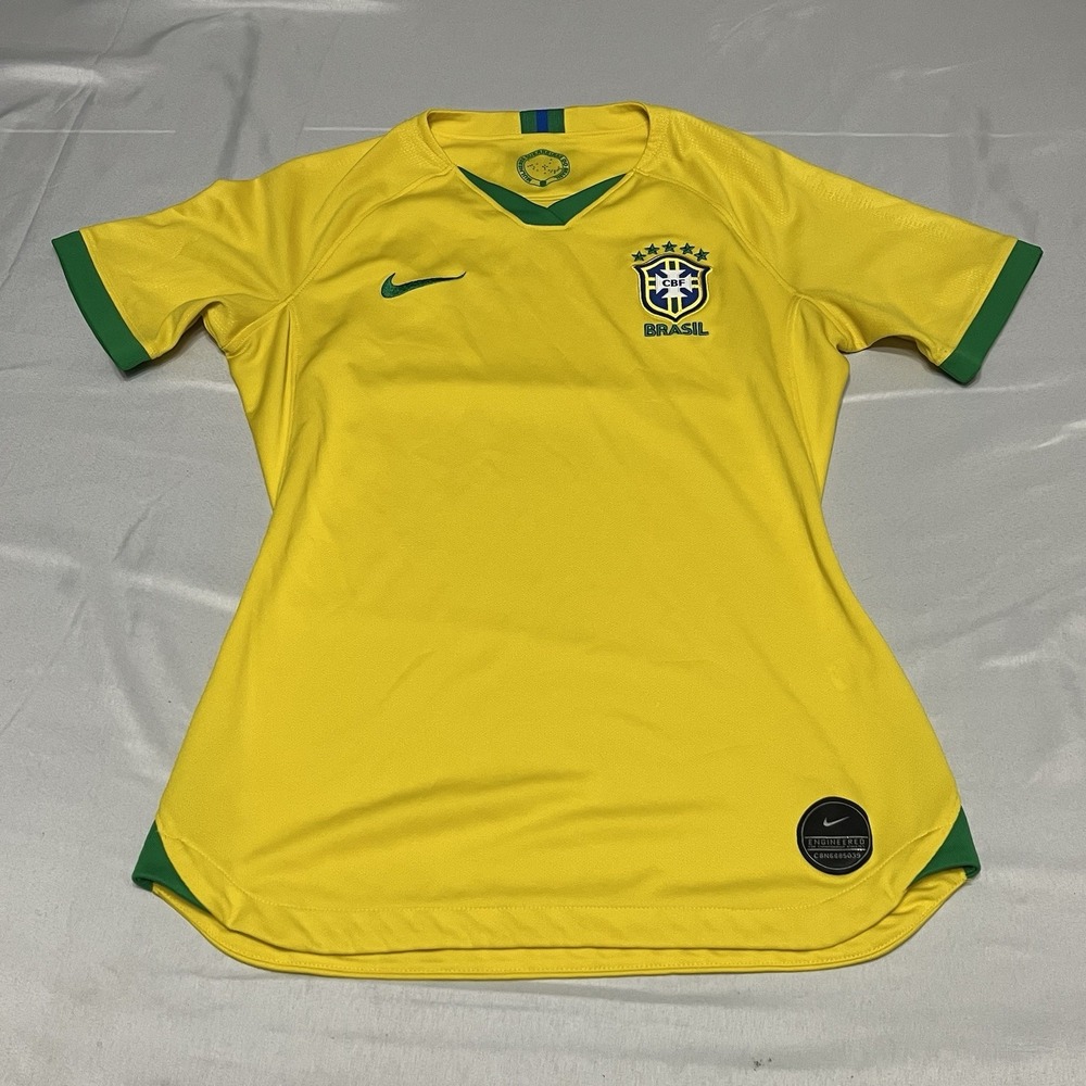 Nike Brazil National Team Women's 2018 Yellow Soccer Kit Jersey Size Small